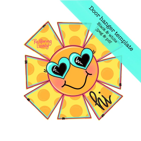 Template, Sun door hanger template, summer door hanger template, sunshine template, diy door hanger