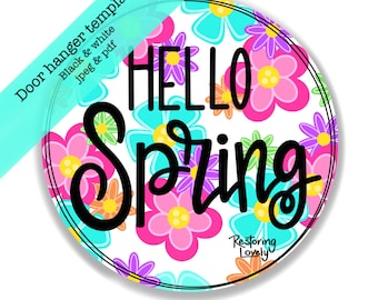 Spring Floral Door Hanger Template, Whimsical Flower Design (PDF & JPEG)