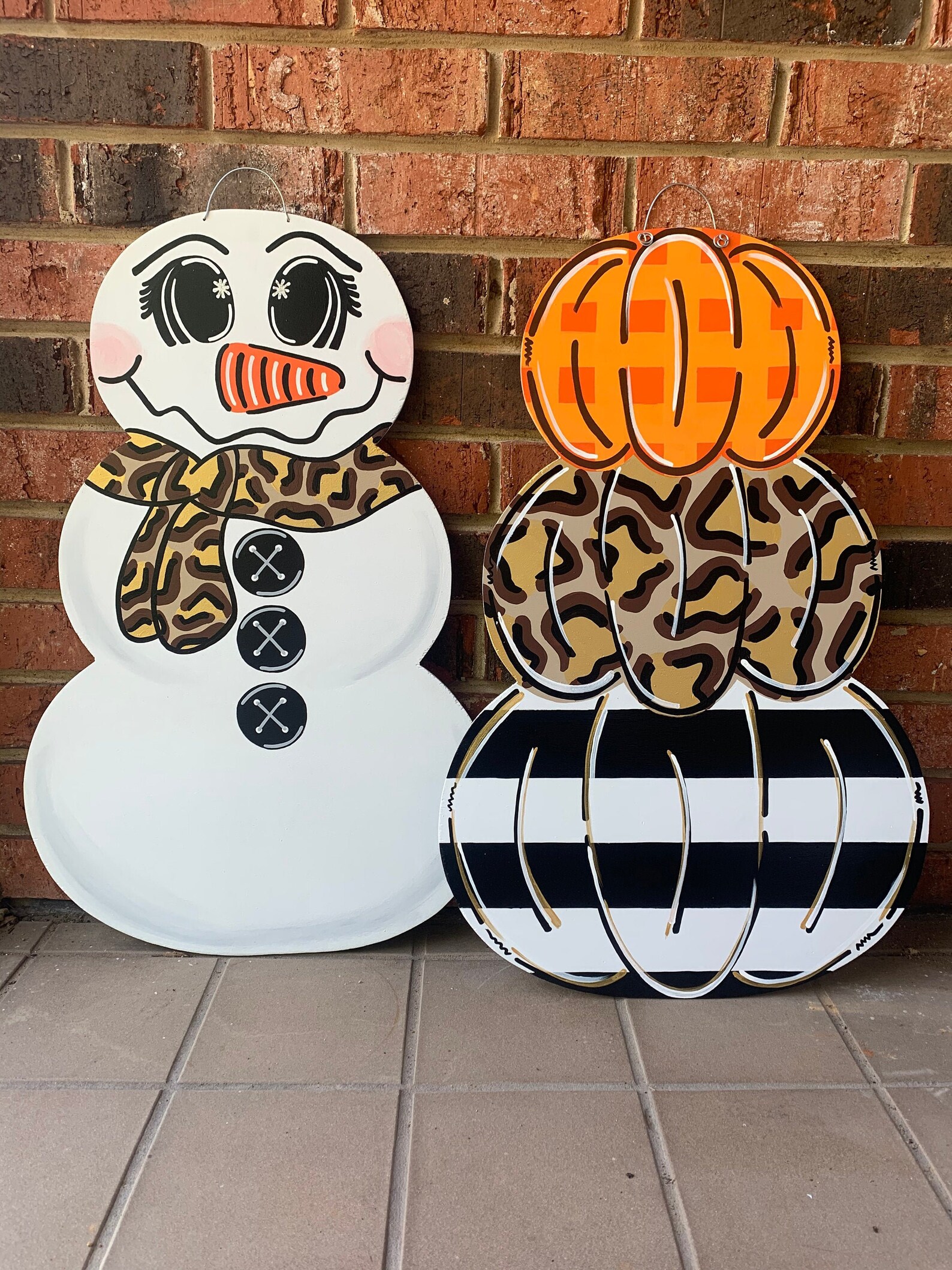 Stacked Pumpkin door hanger fall door hanger reversible door Etsy