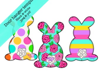 Bunny Door Hanger Template, DIY Easter Decor (PDF & JPEG)
