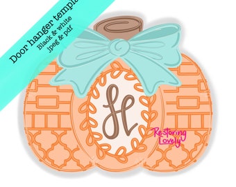 Chinoiserie Pumpkin Door Hanger Template, DIY Fall Decor (PDF & JPEG)