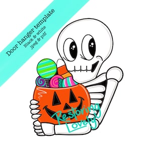 Template, Halloween door hanger template, skeleton door hanger template, fall door hanger template, diy door hanger template, skull template