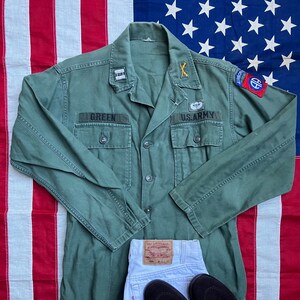 Vintage OG 107 Fatigue Shirt US Army | Third Pattern | Size Medium | Green | 1960's Vintage Clothing