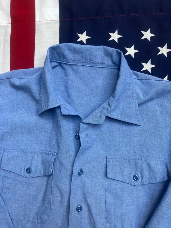 Vintage Chambray Shirt | US Navy | Size Large | 1… - image 2