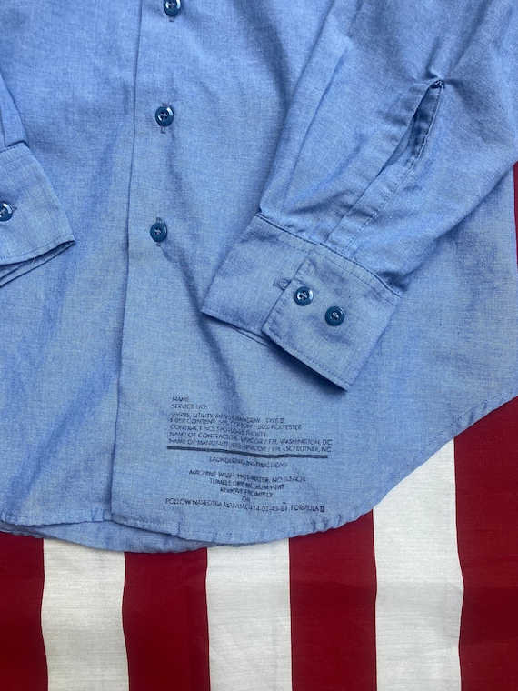 Vintage Chambray Shirt | US Navy | Size Large | 1… - image 3