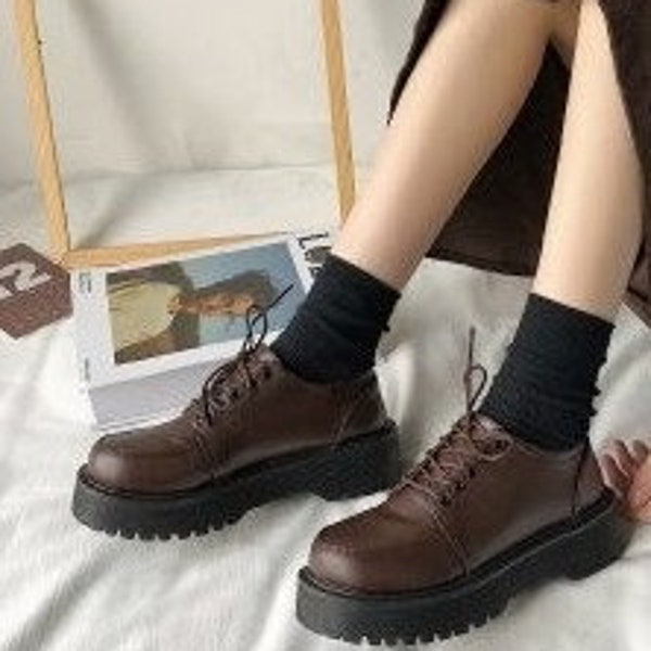 Cute Retro Platform Shoes for Women / Vintage Lolita Dark Academia Shoes, Gift for her 2023