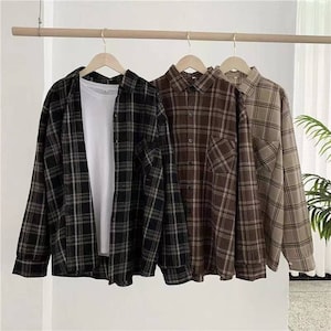Flannels, Plaid Shirt, Dark Academia Indie Aesthetic Y2K Blouse, Streetwear Oversized Clothing,Gift for her 2022