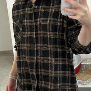 Flannels, Plaid Shirt, Dark Academia Indie Aesthetic Y2K Blouse, Streetwear Oversized Clothing,Gift for her 2022 zdjęcie 3