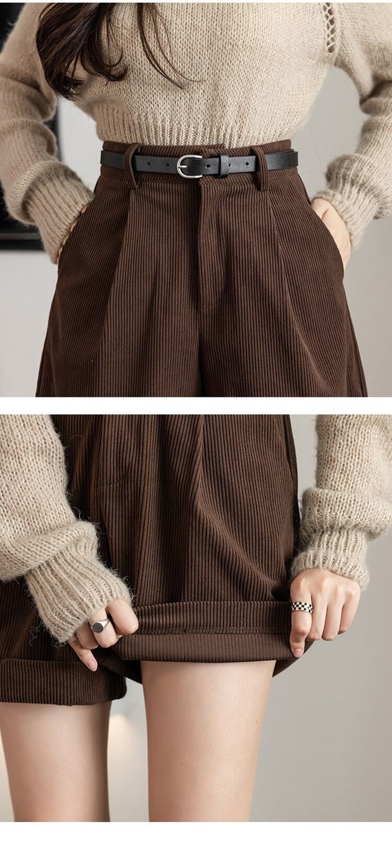 Bonitos pantalones cortos de talle alto elegantes de tela de pana caótica  Academia para mujer, pantalones cortos Vintage Dark Academia Booty para  niñas, regalo para ella -  México