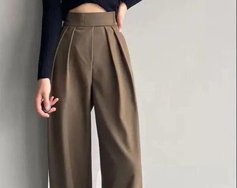 Cute Summer New High Waisted Palazzo Pants,Dark Academia Pants Women, Light Academia Clothing Wid Leg Pants , Gift for her