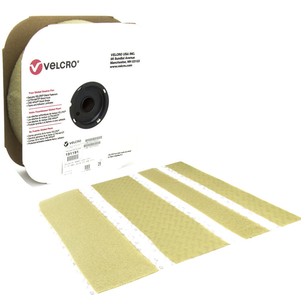 VELCRO® Brand Adhesive Fasteners Beige Loop 2 Wide X 12 