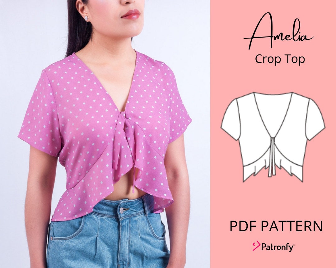 Amelia Blouse PDF Sewing Pattern Tie Front Ruffle Detail - Etsy