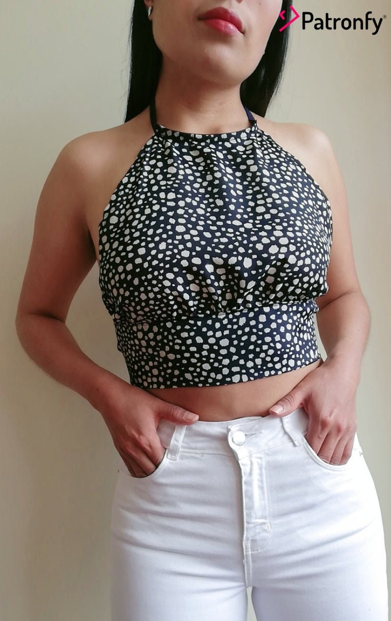 PDF Halter Crop Top Sewing Pattern Digital Pattern Amanda Halter Crop Top 6 SIZES Instant download A4, US letter image 4