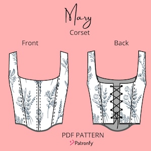 Mary Corset PDF Sewing pattern Corset Pattern Corset Sewing Pattern 6 SIZES Instant download A4, US letter image 2