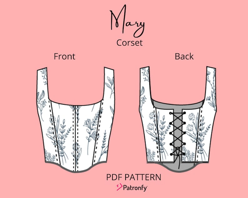 Mary Corset PDF Sewing pattern Corset Pattern Corset Sewing Pattern 6 SIZES Instant download A4, US letter image 2