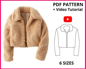 Yazmin Jacket | PDF Sewing Pattern | Oversized Jacket Pattern  | 6 SIZES | A4, US letter | Teddy faux, twin-face faux fur, double-face faux.