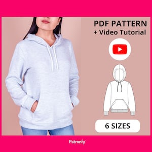 Alexa hoodie PDF Sewing Pattern Hoodie Pattern 6 SIZES Instant download A4, US letter image 1