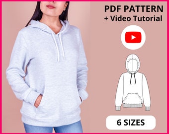 Alexa hoodie | PDF Sewing Pattern | Hoodie Pattern | 6 SIZES | Instant download A4, US letter