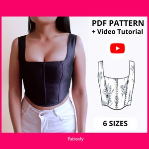 Mary Corset | Padrão de costura em PDF | Padrão de espartilho | Padrão de costura de espartilho | 6 TAMANHOS | Download instantâneo A4, carta dos EUA | Padrão de costura feminino