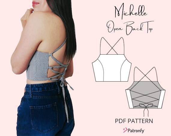 PDF Halter Crop Top Sewing Pattern Uk Size 4 18 US Size 0 14 Instant  Download Print at Home A4, US Letter -  Canada