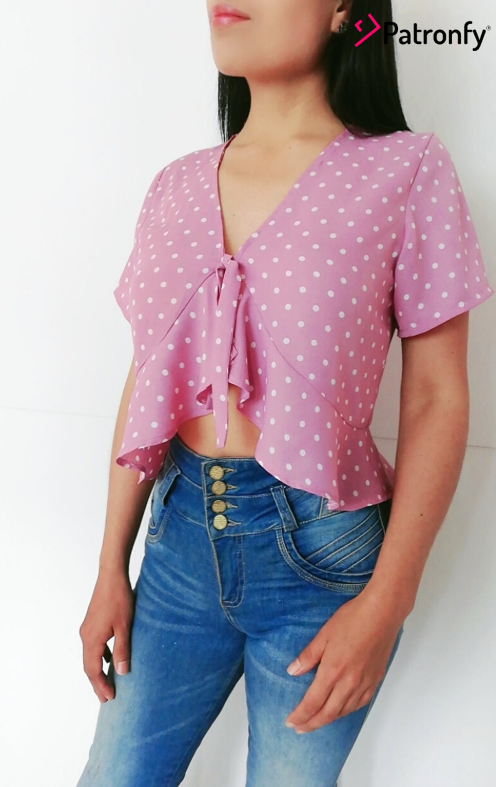 Amelia Blouse PDF Sewing Pattern Tie Front Ruffle Detail Etsy