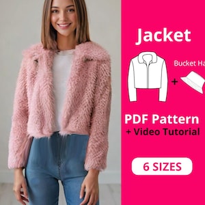Faux Fur Jacket Sewing Pattern PDF Abbie 178-184 Height US