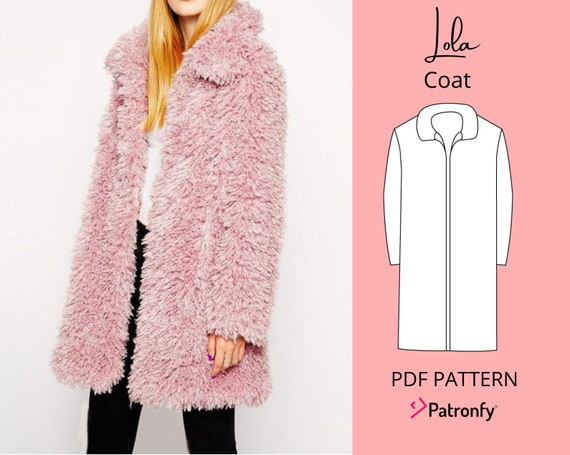 Lola Coat Pdf Sewing Pattern Oversized, Fur Coat Pattern Pdf