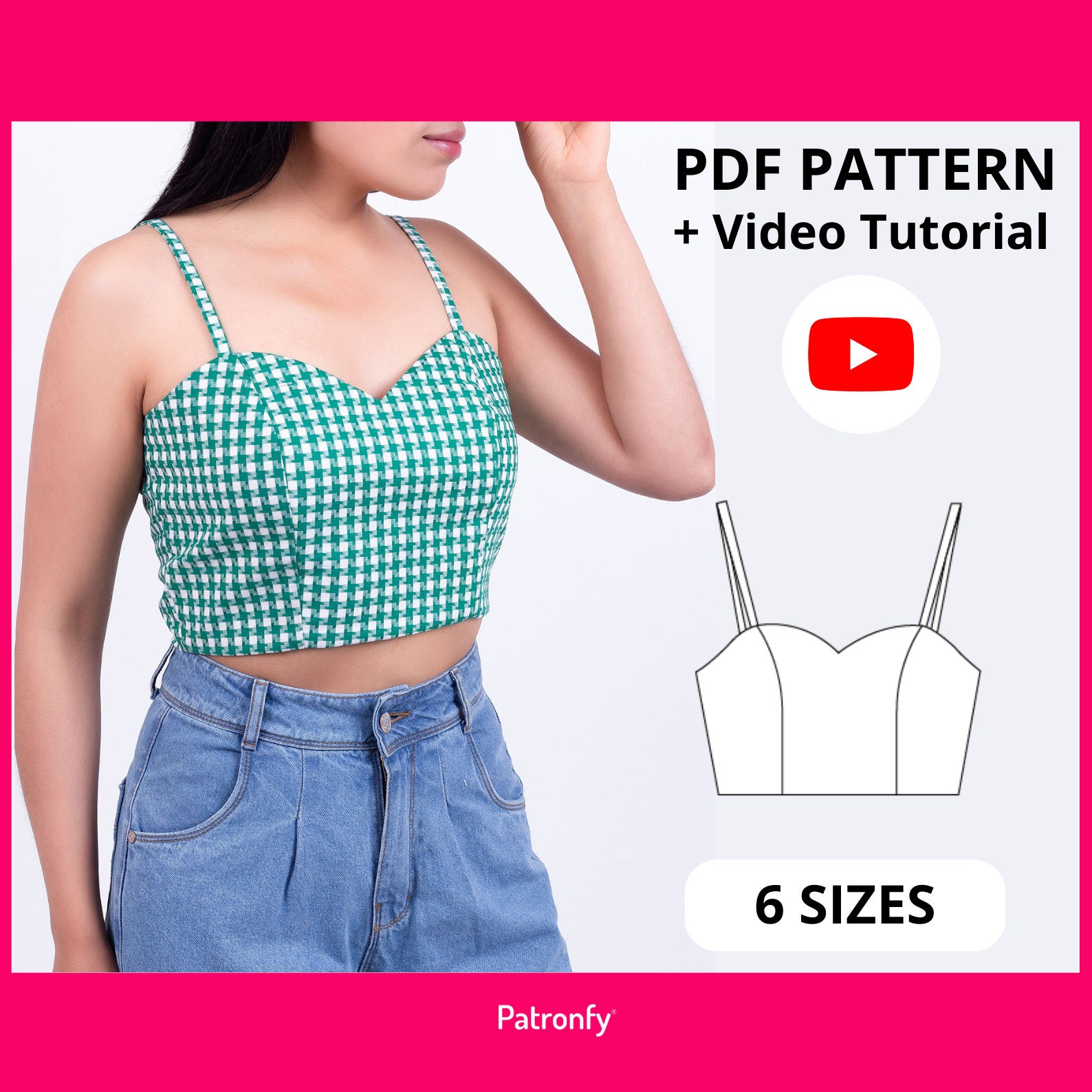 Julia Bustier PDF Sewing Pattern Bustier Pattern 6 SIZES Instant Download  A4, US Letter Bustier With Sweetheart Neckline -  Canada