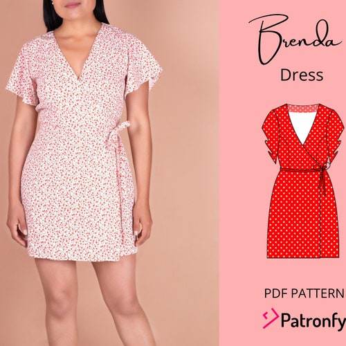 Brenda Wrap Dress PDF Sewing Pattern Dress Pattern With Etsy