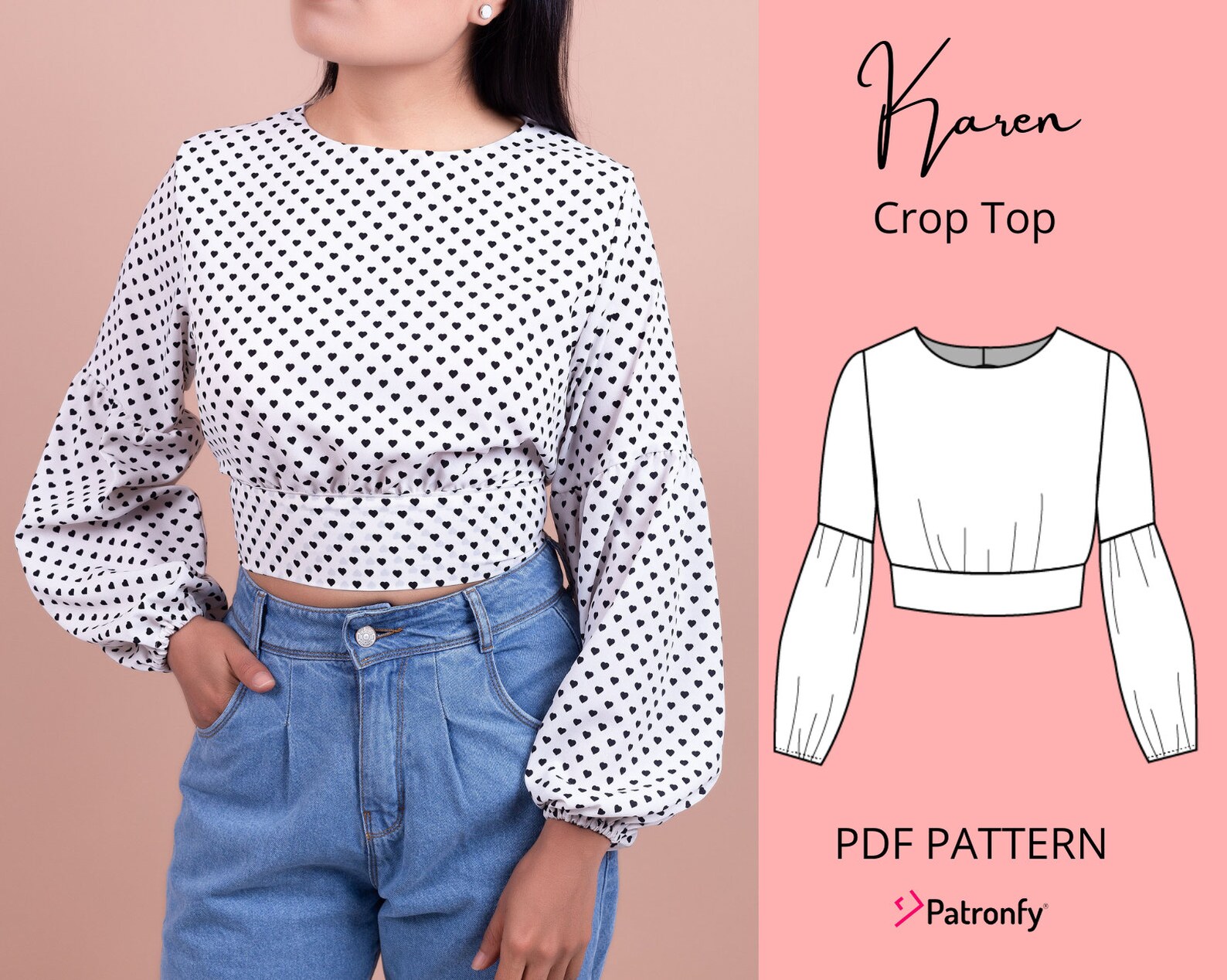 Karen Blouse With Open Back and Back Tie PDF Sewing Pattern - Etsy