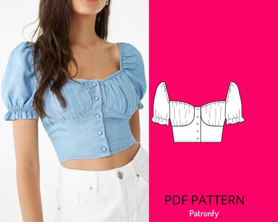 træ nedbrydes Gør det godt Camila PDF Sewing Pattern Milkmaid Style Crop Top With Short - Etsy