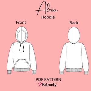 Alexa hoodie PDF Sewing Pattern Hoodie Pattern 6 SIZES Instant download A4, US letter image 2