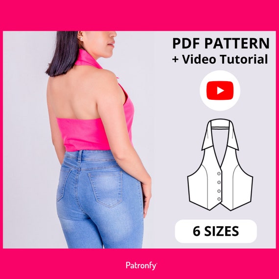 Danna Vest Halter PDF Sewing Pattern Backless Crop Top Sewing