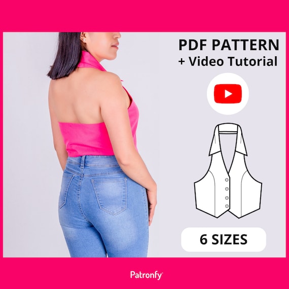 Danna Vest Halter PDF Sewing Pattern Backless Crop Top Sewing