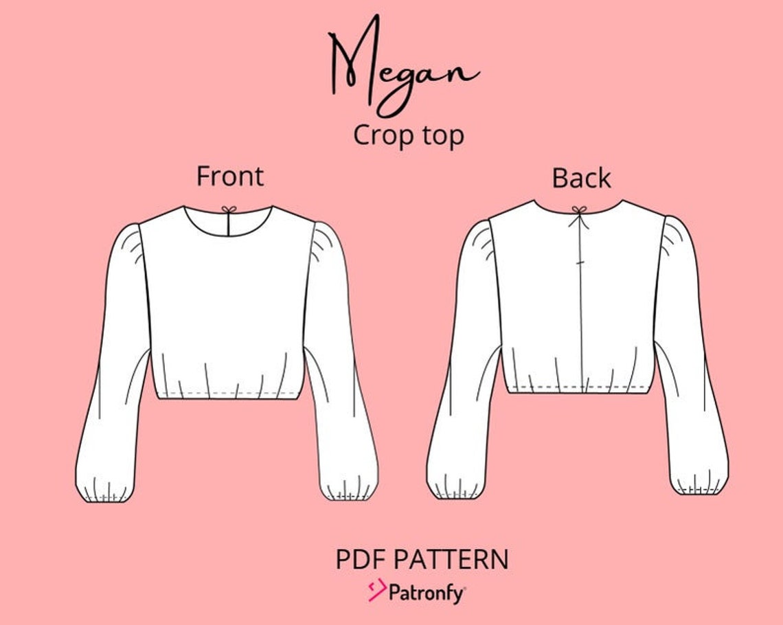 Megan Crop Top PDF Sewing pattern Crop Top Pattern Crop Etsy