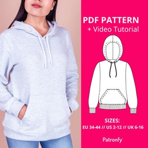 Alexa hoodie PDF Sewing Pattern Hoodie Pattern 6 SIZES Instant download A4, US letter image 5