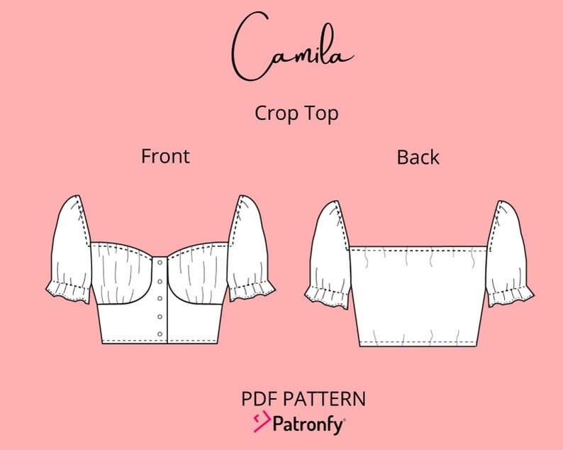 Camila PDF Sewing Pattern Milkmaid Style Crop Top With Short Etsy UK