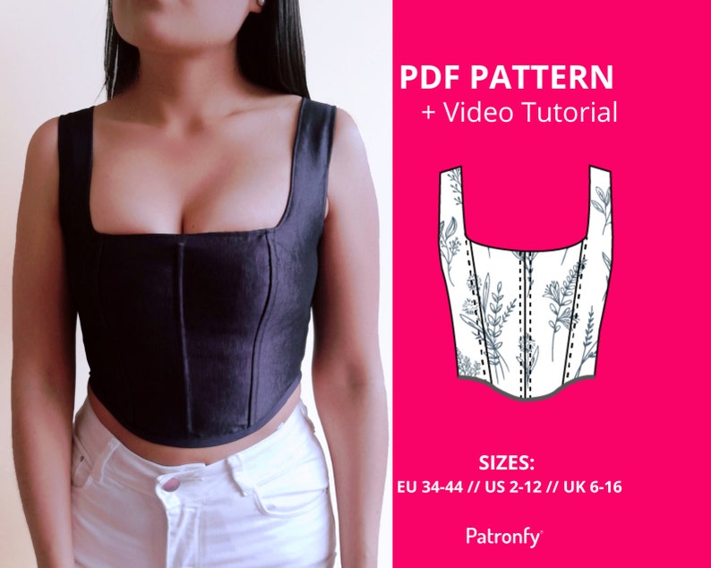Mary Corset PDF Sewing pattern Corset Pattern Corset Sewing Pattern 6 SIZES Instant download A4, US letter image 7