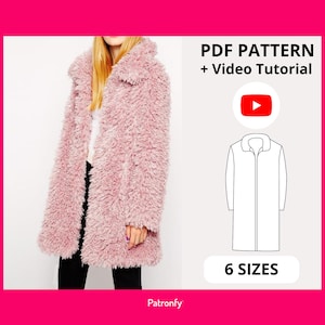 Lola coat | PDF Sewing Pattern | Oversized coat Pattern  | 6 SIZES | A4, US letter | Teddy faux, twin-face faux fur, double-face faux