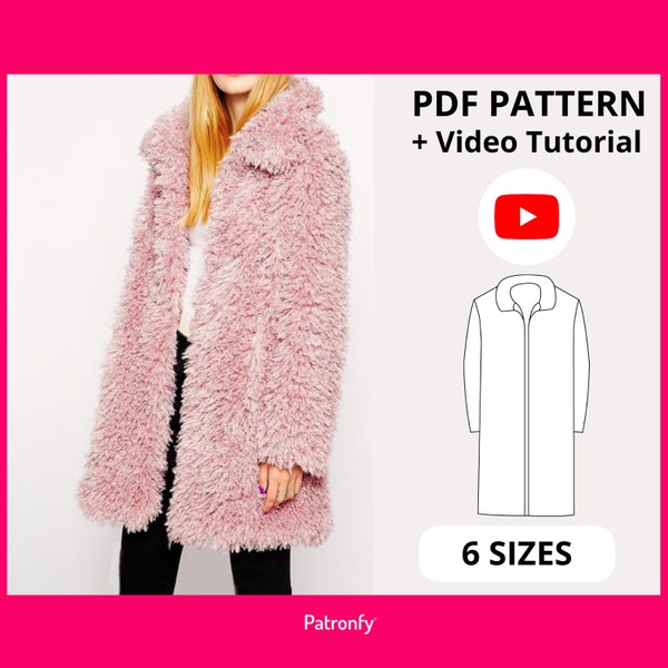 Lola coat | PDF Sewing Pattern | Oversized coat Pattern  | 6 SIZES | A4, US letter | Teddy faux, twin-face faux fur, double-face faux