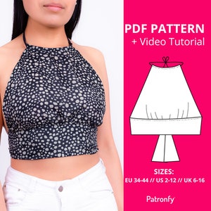 PDF Halter Crop Top Sewing Pattern Digital Pattern Amanda Halter Crop Top 6 SIZES Instant download A4, US letter image 9