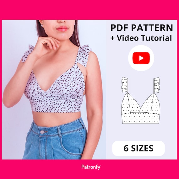 PDF Halter Crop Top Sewing Pattern Uk Size 4 18 US Size 0 14 Instant  Download Print at Home A4, US Letter -  Canada