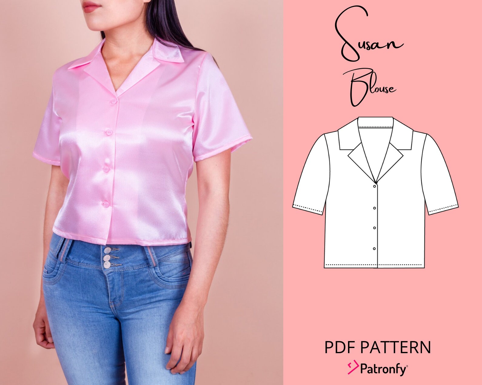 Susan Blouse PDF Sewing Pattern Blouse Pattern 6 SIZES Etsy