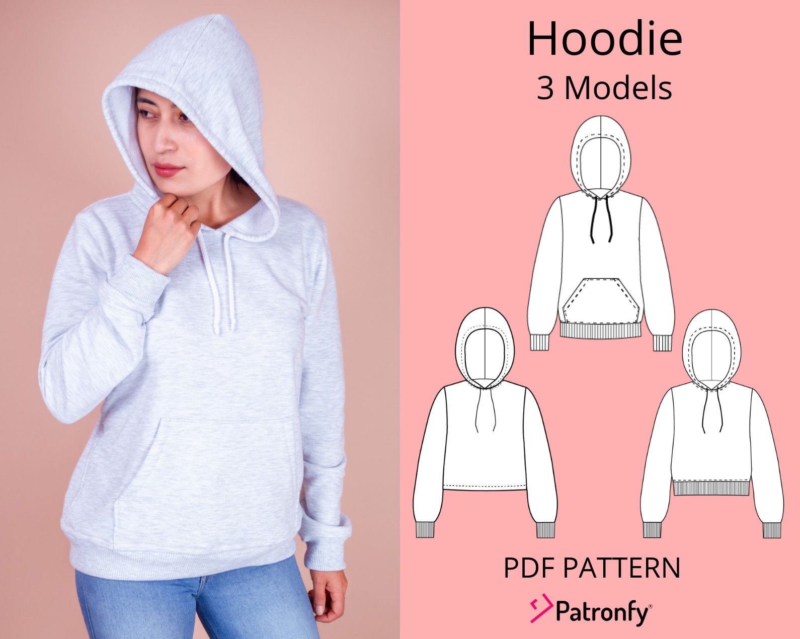 Hoodies Patterns PDF Sewing Pattern 3 Patterns Pattern Etsy UK