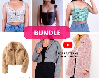 Bundle 6 Sewing Patterns: Corset pattern, Bustier patterns, Jacket pattern, Coat pattern| Women Sewing Pattern PDF | Instant download