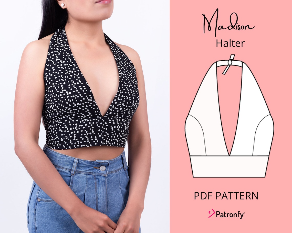 PDF Halter Crop Top Sewing Pattern Digital Pattern Madison Etsy