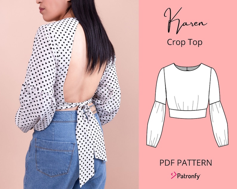 Karen Blouse With Open Back and Back Tie PDF Sewing Pattern - Etsy