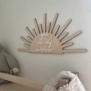 You are my sunshine shaped plaque, wall art, wooden sign, baby bedroom decor photo prop image 2