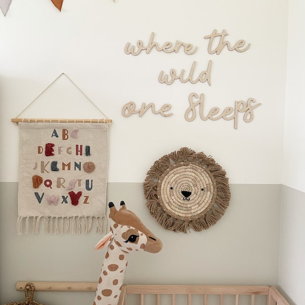 where the wild one sleeps signage, wall art, wooden/ acrylics name sign, nursery decor, photo prop, sign