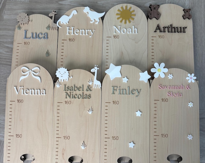 Maßtabelle | personalisiert | Wachstumstabelle | Höhe Lineal | 20 Designs | sie wachsen sehen | ersten Geburtstag